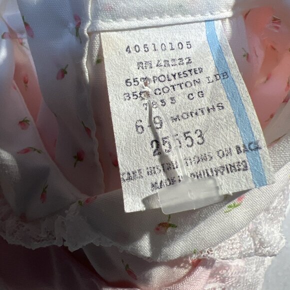 Vintage Permanent Press Baby Dress Pink With Flowers Underdress Ruffles 6-9M - Picture 6 of 8
